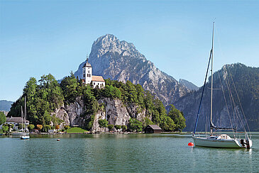 Traunkirchen mit Traunstein, (c) Oberösterreich Tourismus GmbH, Andreas Röbl